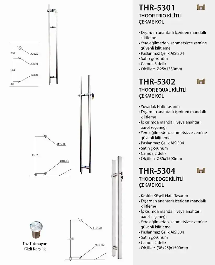 Paslanmaz Kilitli H Kol